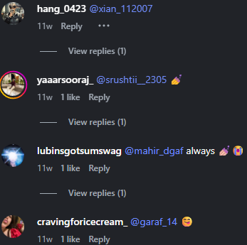Multiple Instagram users tagging friends in Ethan's comment section