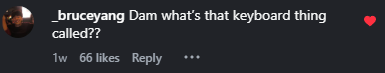 Instagram comment asking what keyboard app Ethan used with 66 likes